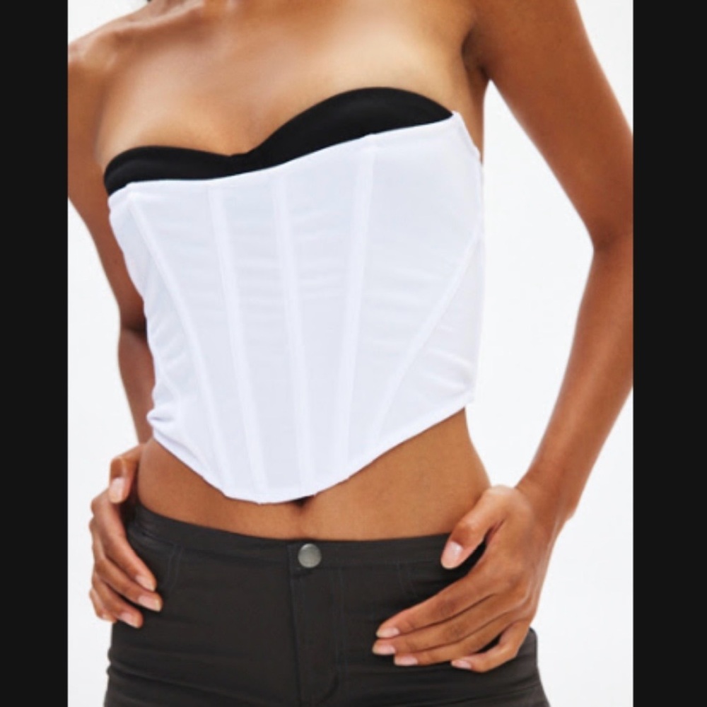 Urban Outfitters Black and White Corset Crop Top